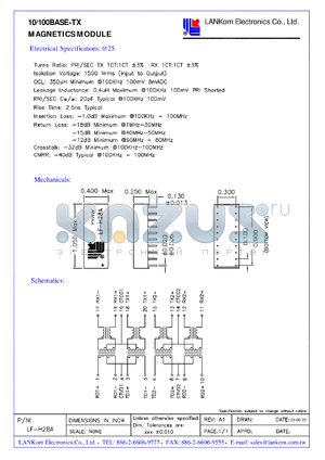 LF-H28A datasheet - MAGNETICS MODULE