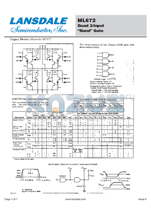 ML672 datasheet - Quad 2-Input Nand Gate