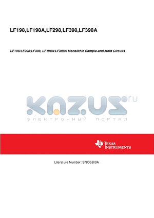 LF198 datasheet - LF198/LF298/LF398, LF198A/LF398A Monolithic Sample-and-Hold Circuits