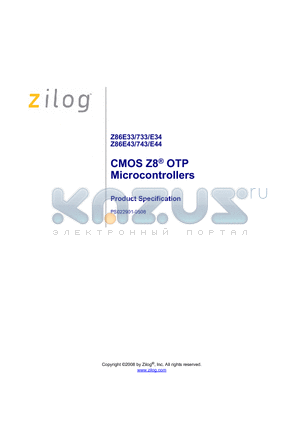 Z8673312PSG datasheet - CMOS Z8 OTP Microcontrollers
