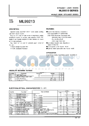 ML99213 datasheet - In GaAsP-MQW-DFB LASER DIODES