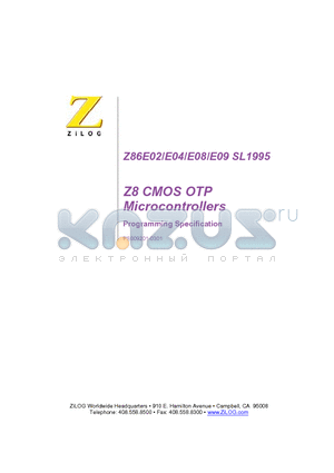 Z86E0412SSC1866 datasheet - Z8 CMOS OTP Microcontrollers