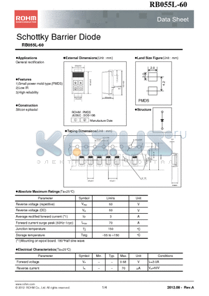 RB055L-60 datasheet - Schottky Barrier Diode