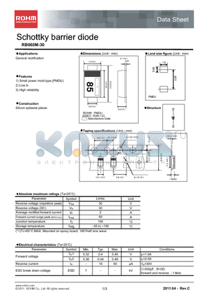 RB060M-30_11 datasheet - Schottky barrier diode