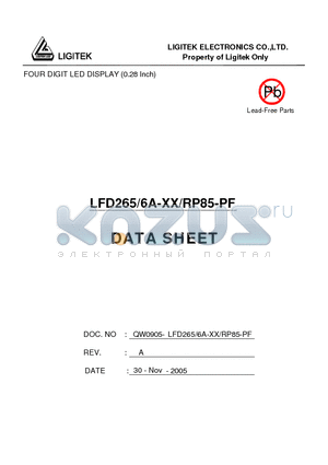 LFD265-6A-XX-RP85-PF datasheet - FOUR DIGIT LED DISPLAY (0.28 Inch)