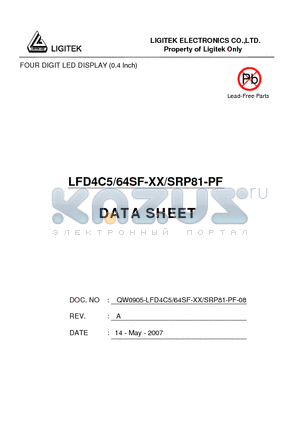 LFD4C5-64SF-XX-SRP81-PF datasheet - FOUR DIGIT LED DISPLAY (0.4 Inch)