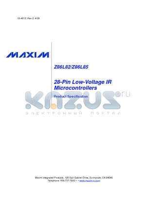 Z86L8208SSC datasheet - 28-Pin Low-Voltage IR Microcontrollers