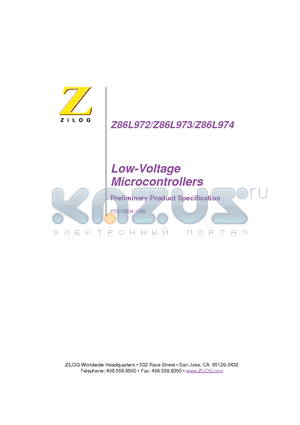 Z86L972HZ008SC datasheet - Low-Voltage Microcontrollers