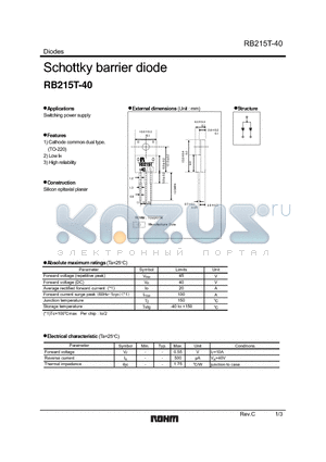 RB215T-40 datasheet - Schottky barrier diode