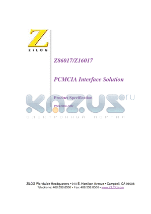 Z86M1720ASC datasheet - PCMCIA Interface Solution