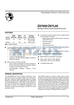 Z87000 datasheet - Spread Spectrum Controllers
