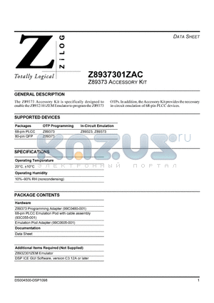 Z8932301ZEM datasheet - Z89373 ACCESSORY KIT