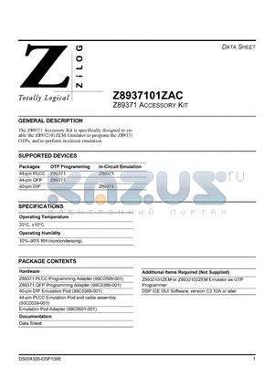 Z89371 datasheet - Z89371 ACCESSORY KIT