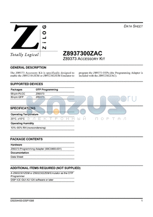 Z8937300ZAC datasheet - Z89373 ACCESSORY KIT