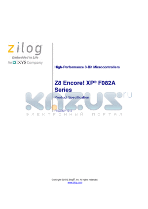 Z8F011APJ020EG datasheet - High-Performance 8-Bit Microcontrollers