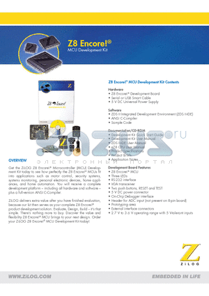 Z8F08 datasheet - MCU Development Kit