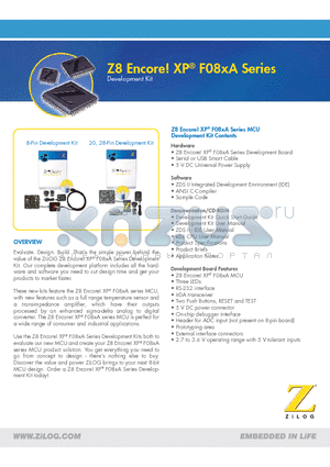 Z8F082A datasheet - Development Kit