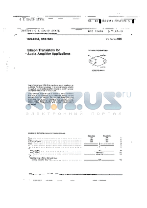 RCA1B04 datasheet - SILICON TRANSISTORS FOR AUDIO-AMPLIFIER APPLICATIONS