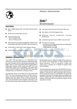 Z8L38010FSC datasheet - MICROPROCESSOR