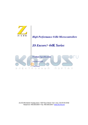 Z8X1621 datasheet - High Performance 8-Bit Microcontrollers