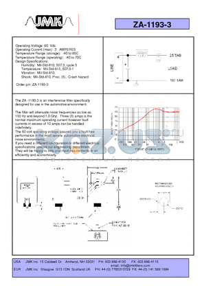 ZA-1193-3 datasheet - Operating Voltage: 60 Vdc Operating Current (max): 3 AMPERES