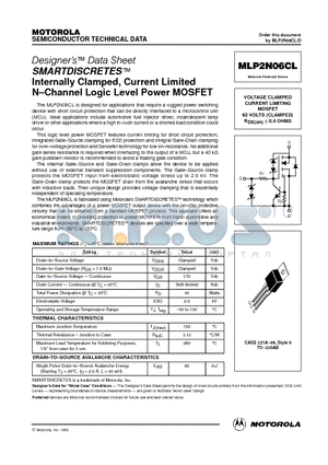 MLP2N06CL datasheet - VOLTAGE CLAMPED CURRENT LIMITING MOSFET