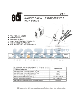 ZAB020 datasheet - 6 AMPERE AXIAL LEAD RECTIFIERS HIGH SURGE