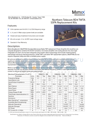 RD4 datasheet - Units operate over the full 3.7-4.2 GHz frequency range