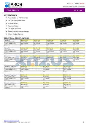 ZB15-48-5D datasheet - Encapsulated DC-DC Converter