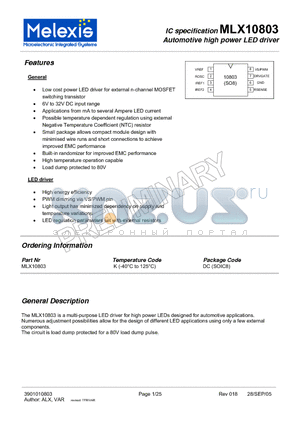 MLX10803_05 datasheet - Automotive high power LED driver