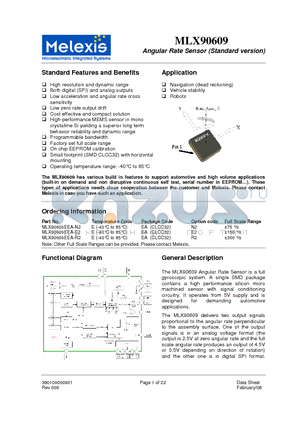 MLX90609 datasheet - Angular Rate Sensor (Standard version)