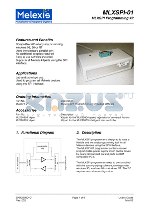 MLX90805 datasheet - Programming kit