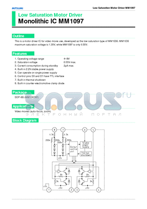 MM1097XF datasheet - Low Saturation Motor Driver Monolithic IC