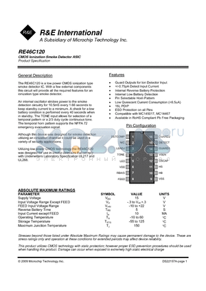 RE46C114 datasheet - Ionization Smoke Detector IC