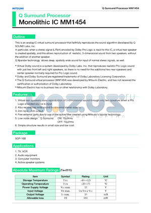 MM1454 datasheet - Q Surround Processor