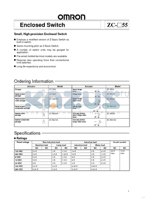 ZC-Q2255 datasheet - Small, High-precision ENclosed Switch