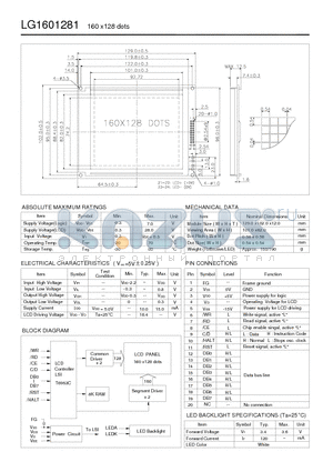 LG1601281 datasheet - 160 x128 dots LCD