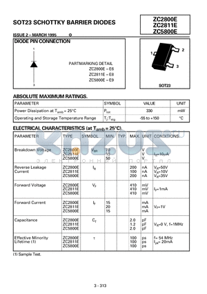 ZC5800E datasheet - SCHOTTKY BARRIER DIODES