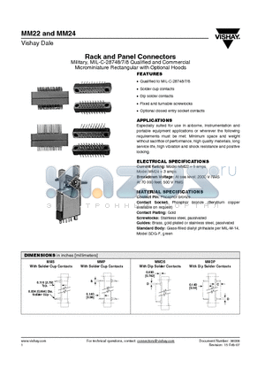 MM22_08 datasheet - Rack and Panel Connectors
