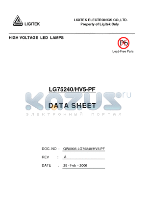 LG75240-HV5-PF datasheet - HIGH VOLTAGE LED LAMPS
