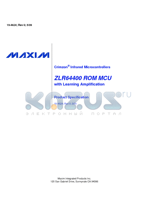 ZCRMZN00100KITG datasheet - ROM MCU with Learning Amplification