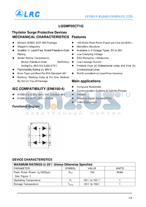 LGSMF05CT1G datasheet - MECHANICAL CHARACTERISTICS