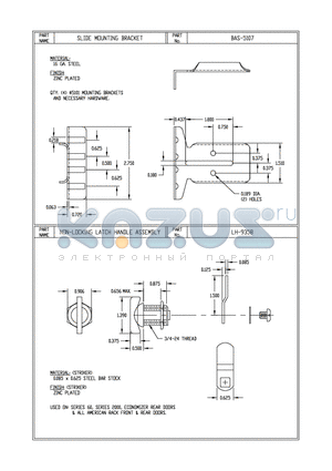 LH-9358 datasheet - SLIDE MOUNTING BRACKET, NON-LOCKING LATCH HANDLE ASSEMBLY