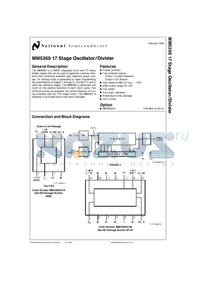 MM5369AA/N datasheet - MM5369 17 Stage Oscillator/Divider