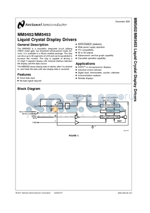 MM5452V datasheet - Liquid Crystal Display Drivers