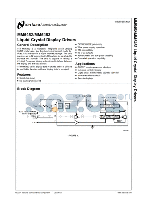 MM5453V datasheet - Liquid Crystal Display Drivers