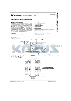 MM5480 datasheet - LED Display Driver