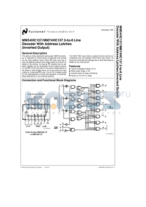 MM54HC137J datasheet - 3-to-8 Line Decoder With Address Latches (Inverted Output)