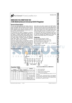 MM54HC194J datasheet - 4-Bit Bidirectional Universal Shift Register