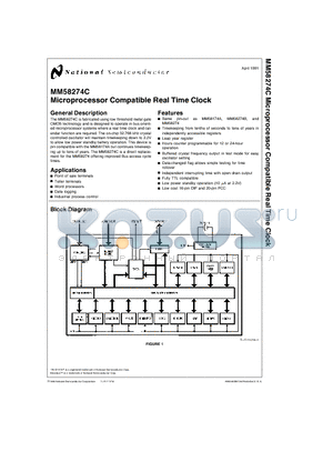 MM58274CJ datasheet - Microprocessor Compatible Real Time Clock